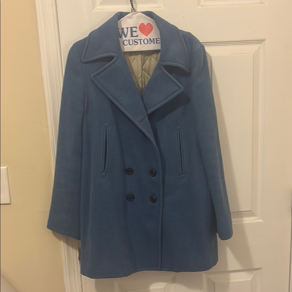 ‘00s J. Crew Blue Peacoat Tailored Wool Blend
